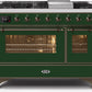 Ilve UM12FDNS3EGBLP Majestic Ii 48 Inch Dual Fuel Liquid Propane Freestanding Range In Emerald Green With Bronze Trim