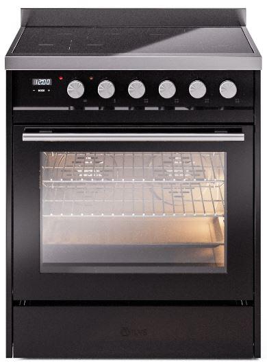 Ilve UPI304WMPBK Professional Plus Ii 30 Inch Electric Freestanding Range In Glossy Black With Trim