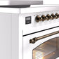 Ilve UPI486NMPWHB Nostalgie Ii 48 Inch Electric Freestanding Range In White With Bronze Trim