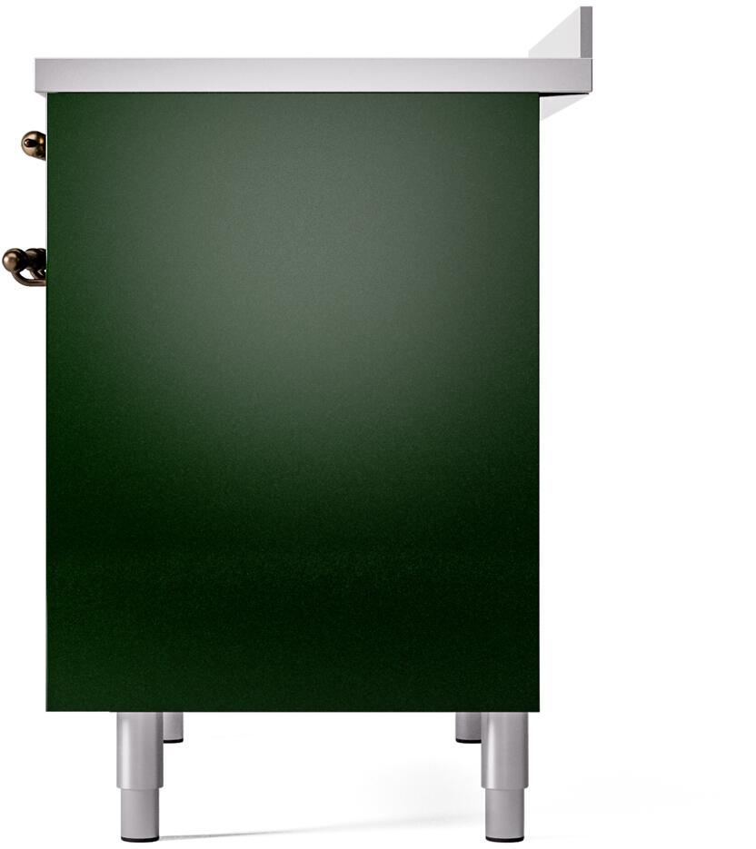 Ilve UPDI406NMPEGB Nostalgie Ii 40 Inch Electric Freestanding Range In Emerald Green With Bronze Trim