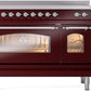 Ilve UPI486NMPBUC Nostalgie Ii 48 Inch Electric Freestanding Range In Burgundy With Chrome Trim