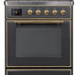 Ilve UM30DNE3MGGLP Majestic Ii 30 Inch Dual Fuel Liquid Propane Freestanding Range In Matte Graphite With Brass Trim