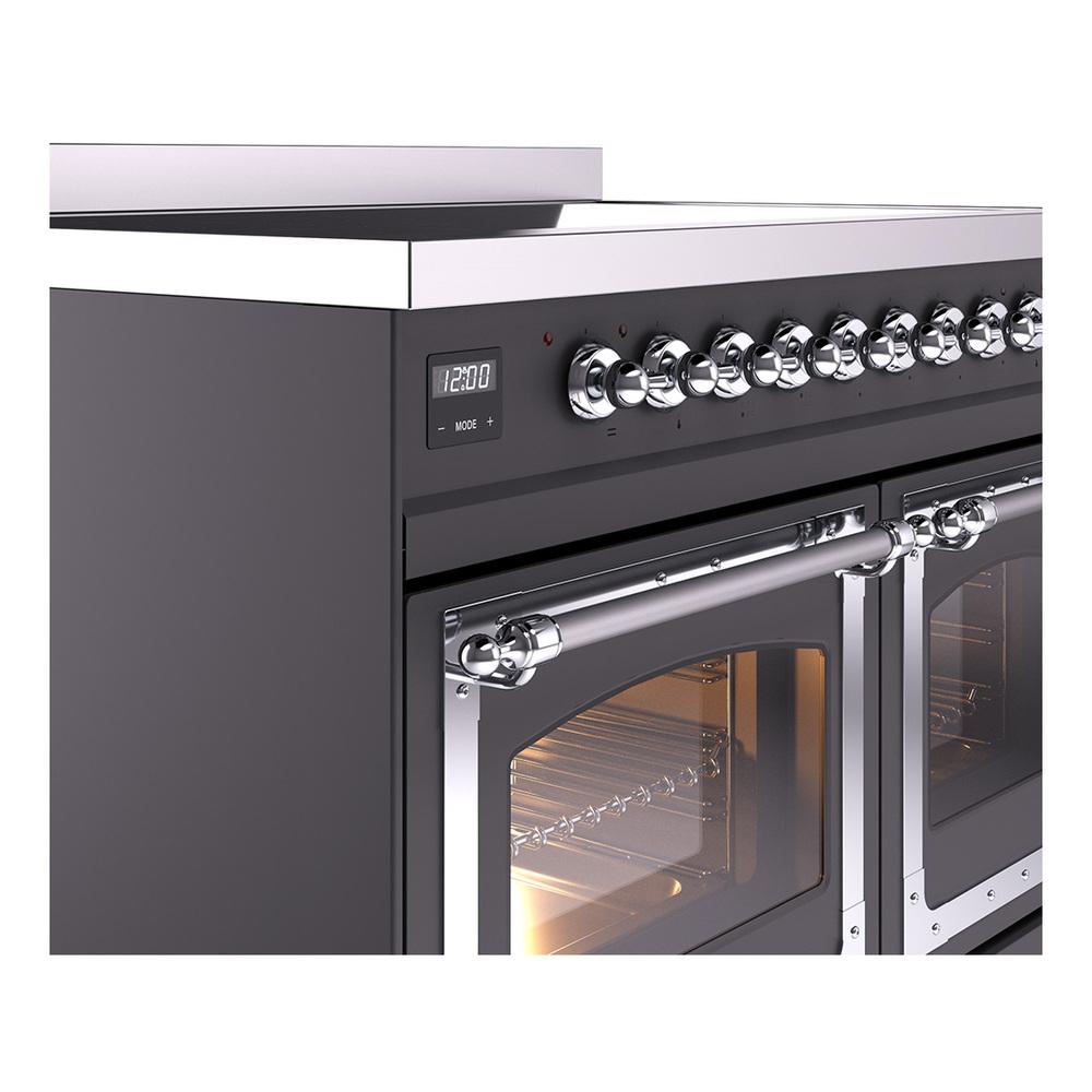 Ilve UNDI406NMPMGC Ilve Undi406Nmpmgc Nostalgie Ii Noblesse 40" Induction Range (Triple Glass Door, Graphite Matte, Chrome)