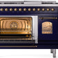 Ilve UP48FNMPMBB Nostalgie Ii 48 Inch Dual Fuel Natural Gas Freestanding Range In Blue With Bronze Trim