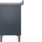 Ilve UPI486NMPBGG Nostalgie Ii 48 Inch Electric Freestanding Range In Blue Grey With Brass Trim