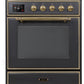 Ilve UM30DNE3MGGLP Majestic Ii 30 Inch Dual Fuel Liquid Propane Freestanding Range In Matte Graphite With Brass Trim