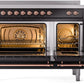 Ilve UPI486NMPBKP Nostalgie Ii 48 Inch Electric Freestanding Range In Glossy Black With Copper Trim