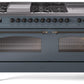 Ilve UP60FSNMPBGBLP Nostalgie Ii 60 Inch Dual Fuel Liquid Propane Freestanding Range In Blue Grey With Bronze Trim