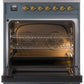 Ilve UP30NMPBGG Nostalgie Ii 30 Inch Dual Fuel Natural Gas Freestanding Range In Blue Grey With Brass Trim