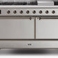 Ilve UM15FDQNS3SSBLP Majestic Ii 60 Inch Dual Fuel Liquid Propane Freestanding Range In Stainless Steel With Bronze Trim