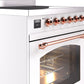 Ilve UPI304NMPWHP Nostalgie Ii 30 Inch Electric Freestanding Range In White With Copper Trim