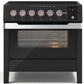 Ilve UPMI09S3MK Panoramagic 36 Inch Electric Freestanding Range In Matte Black With Trim