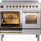 Ilve UPDI406NMPSSG Nostalgie Ii 40 Inch Electric Freestanding Range In Stainless Steel With Brass Trim