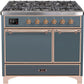 Ilve UMD10FDQNS3BGPLP Majestic Ii 40 Inch Dual Fuel Liquid Propane Freestanding Range In Blue Grey With Copper Trim