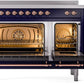 Ilve UPI486NMPMBP Nostalgie Ii 48 Inch Electric Freestanding Range In Blue With Copper Trim