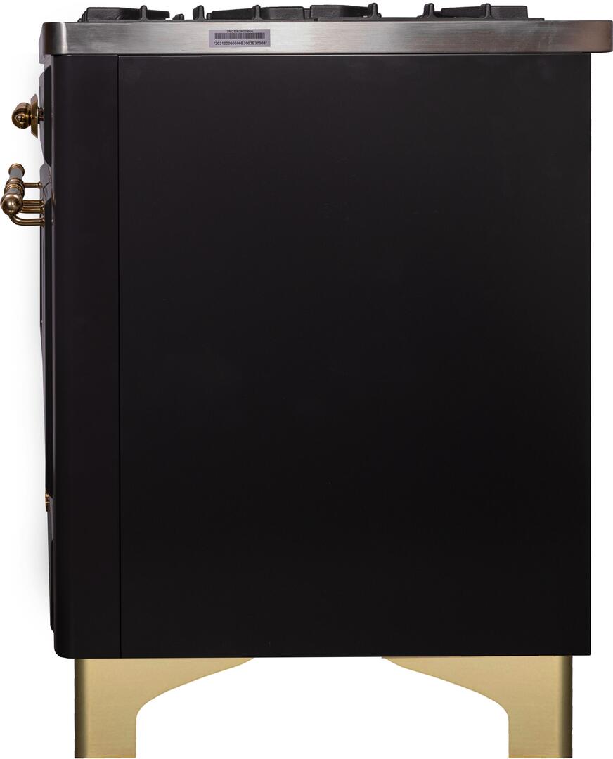 Ilve UMD10FDNS3MGG Majestic Ii 40 Inch Dual Fuel Natural Gas Freestanding Range In Matte Graphite With Brass Trim