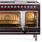 Ilve UP48FNMPBUCLP Nostalgie Ii 48 Inch Dual Fuel Liquid Propane Freestanding Range In Burgundy With Chrome Trim