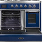 Ilve UMD10FDNS3MBCLP Majestic Ii 40 Inch Dual Fuel Liquid Propane Freestanding Range In Blue With Chrome Trim