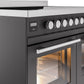 Ilve UPDI406WMPMG Professional Plus Ii 40 Inch Electric Freestanding Range In Matte Graphite With Trim