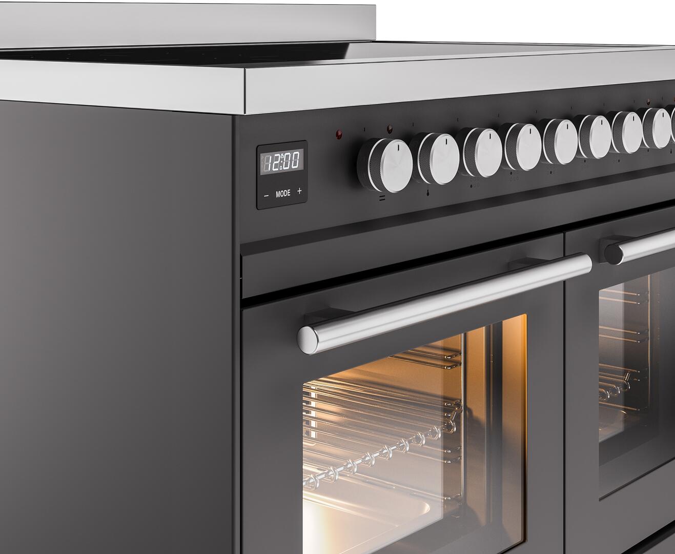 Ilve UPDI406WMPMG Professional Plus Ii 40 Inch Electric Freestanding Range In Matte Graphite With Trim