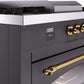 Ilve UP60FSNMPMGG Nostalgie Ii 60 Inch Dual Fuel Natural Gas Freestanding Range In Matte Graphite With Brass Trim