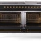 Ilve UP60FNMPBKGLP Nostalgie Ii 60 Inch Dual Fuel Liquid Propane Freestanding Range In Glossy Black With Brass Trim