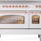 Ilve UPI486NMPWHP Nostalgie Ii 48 Inch Electric Freestanding Range In White With Copper Trim