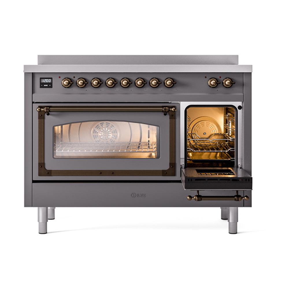 Ilve UNI486NMPMGB Ilve Uni486Nmpmgb Nostalgie Ii Noblesse 48" Induction Range (Triple Glass Door, Graphite Matte, Burnished)