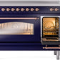 Ilve UPI486NMPMBP Nostalgie Ii 48 Inch Electric Freestanding Range In Blue With Copper Trim