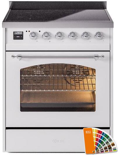 Ilve UPI304NMPRAC Nostalgie Ii 30 Inch Electric Freestanding Range In Ral Custom Color With Chrome Trim