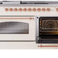 Ilve UP60FSNMPAWP Nostalgie Ii 60 Inch Dual Fuel Natural Gas Freestanding Range In Antique White With Copper Trim