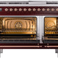 Ilve UP48FNMPBUP Nostalgie Ii 48 Inch Dual Fuel Natural Gas Freestanding Range In Burgundy With Copper Trim