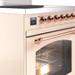 Ilve UPI304NMPAWP Nostalgie Ii 30 Inch Electric Freestanding Range In Antique White With Copper Trim