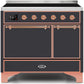 Ilve UMDI10QNS3MGP Majestic Ii 40 Inch Electric Freestanding Range In Matte Graphite With Copper Trim