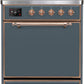 Ilve UMI30QNE3BGP Majestic Ii 30 Inch Electric Freestanding Range In Blue Grey With Copper Trim