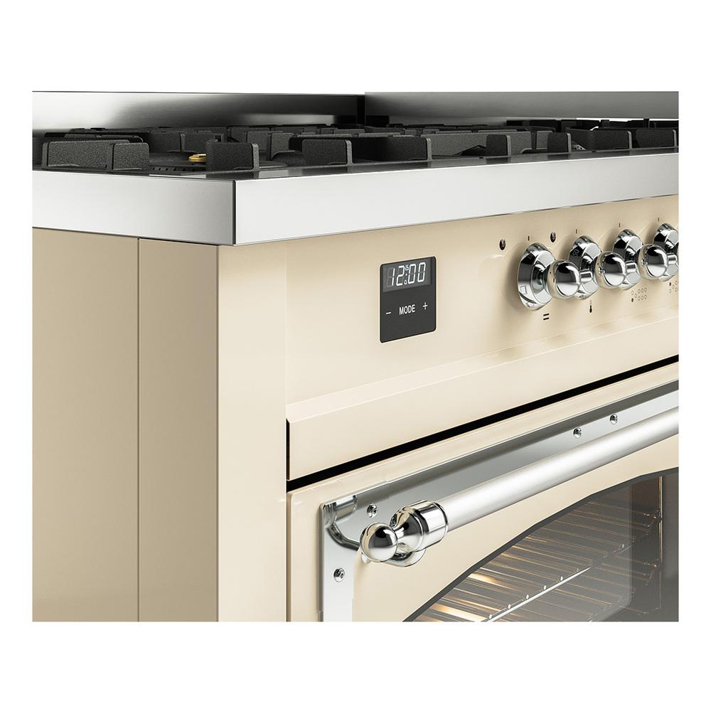 Ilve UN60FNMPAWC Ilve Un60Fnmpawc Nostalgie Ii Noblesse 60" Dual Fuel Range (9 Sealed Burners + Griddle, Natural Gas, Triple Glass Door, Antique White, Chrome)