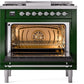 Ilve UP36FNMPEGC Nostalgie Ii 36 Inch Dual Fuel Natural Gas Freestanding Range In Emerald Green With Chrome Trim