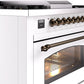 Ilve UP36FNMPWHB Nostalgie Ii 36 Inch Dual Fuel Natural Gas Freestanding Range In White With Bronze Trim