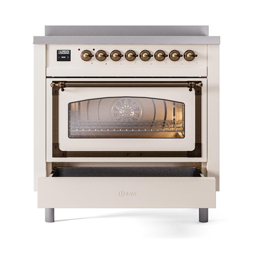 Ilve UNI366NMPAWB Ilve Uni366Nmpawb Nostalgie Ii Noblesse 36" Induction Range (Triple Glass Door, Antique White, Burnished)