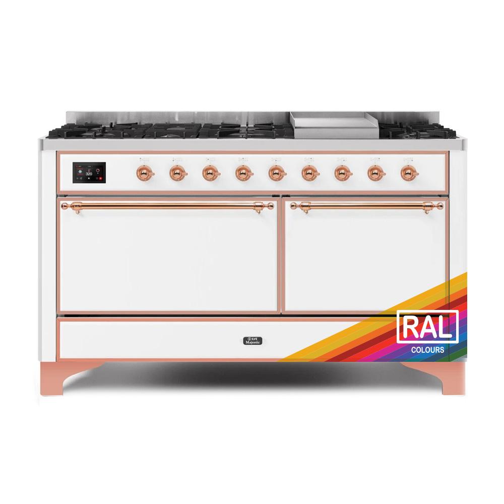 Ilve UM15FDQNS3RAP Ilve Majestic Ii 60 Um15Fdqns3Rap Freestanding Dual Fuel Range With 9 Sealed Burners Yes Double Oven With Solid Door In Ral Color With Copper Knobs