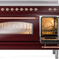 Ilve UPI486NMPBUP Nostalgie Ii 48 Inch Electric Freestanding Range In Burgundy With Copper Trim