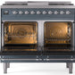 Ilve UPD40FNMPBGCLP Nostalgie Ii 40 Inch Dual Fuel Liquid Propane Freestanding Range In Blue Grey With Chrome Trim