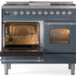 Ilve UPD40FNMPBGCLP Nostalgie Ii 40 Inch Dual Fuel Liquid Propane Freestanding Range In Blue Grey With Chrome Trim