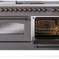 Ilve UP60FSNMPMGB Nostalgie Ii 60 Inch Dual Fuel Natural Gas Freestanding Range In Matte Graphite With Bronze Trim