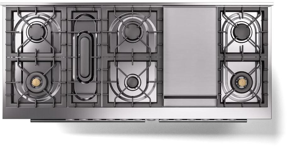 Ilve UP60FWMPSS Professional Plus Ii 60 Inch Dual Fuel Natural Gas Freestanding Range In Stainless Steel With Trim