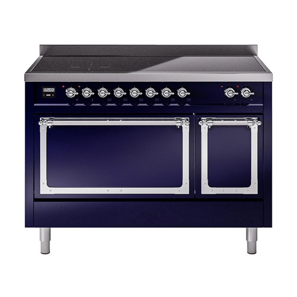 Ilve UNI486QNMPMBC Ilve Uni486Qnmpmbc Nostalgie Ii Noblesse 48" Induction Range (Solid Door, Midnight Blue, Chrome)