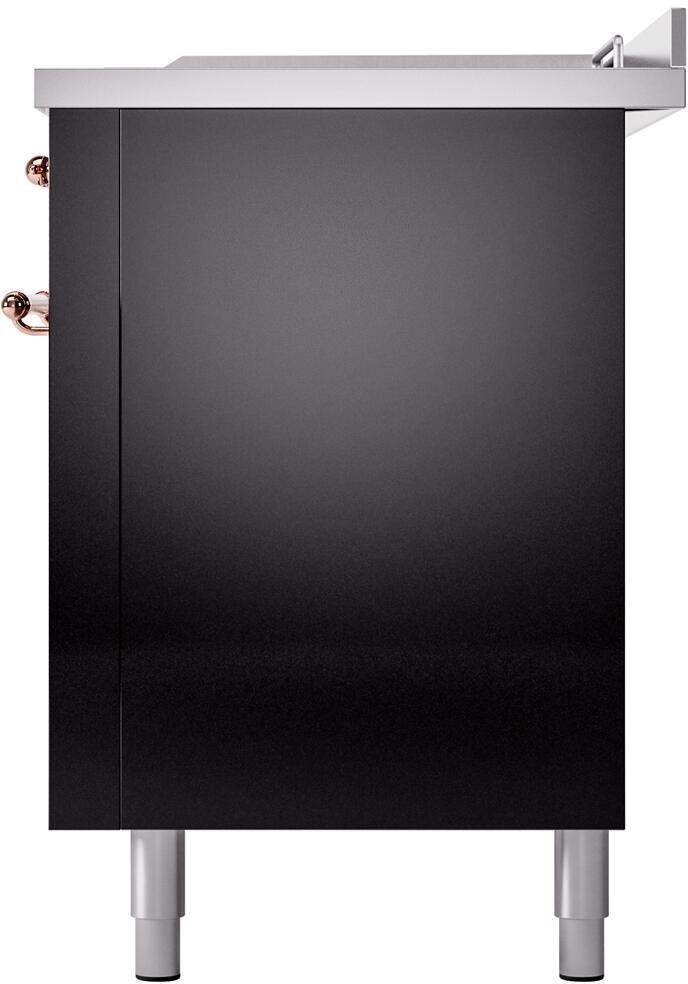 Ilve UP60FSNMPBKPLP Nostalgie Ii 60 Inch Dual Fuel Liquid Propane Freestanding Range In Glossy Black With Copper Trim