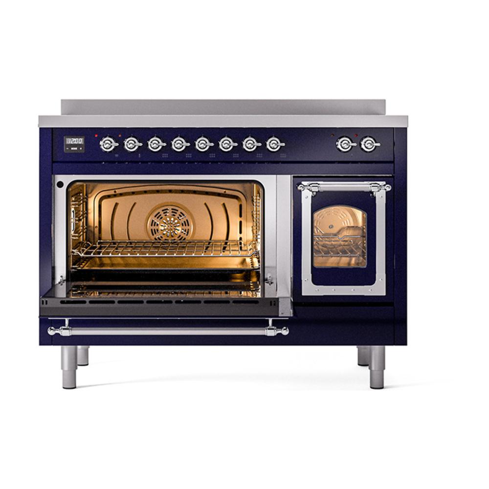 Ilve UNI486NMPMBC Ilve Uni486Nmpmbc Nostalgie Ii Noblesse 48" Induction Range (Triple Glass Door, Midnight Blue, Chrome)