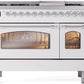 Ilve UP48FNMPWHC Nostalgie Ii 48 Inch Dual Fuel Natural Gas Freestanding Range In White With Chrome Trim