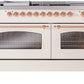 Ilve UP60FSNMPAWP Nostalgie Ii 60 Inch Dual Fuel Natural Gas Freestanding Range In Antique White With Copper Trim